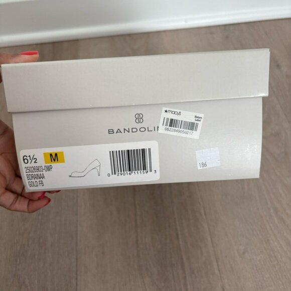 Bandolino Womens High Heels Size 6.5 Light Gold Peep Toe Sparkly Rainaa Pump - Picture 8 of 9